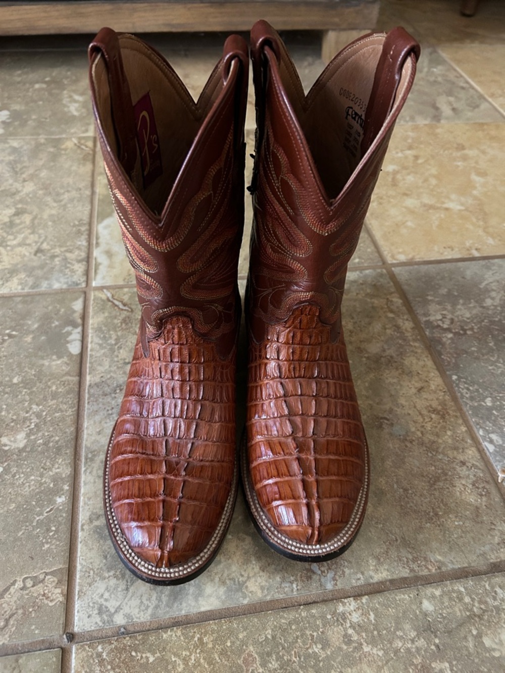 Men's Croc-Embossed Brown Western Boots Men’s size 7.5D